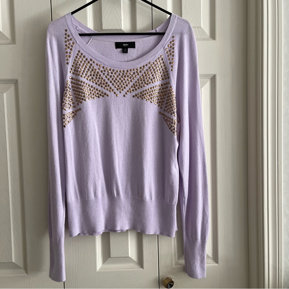 Mossimo for Target Lavender Sweater with stylish faux gold stud design